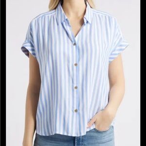 beachlunchlounge Blue and White Striped Top
